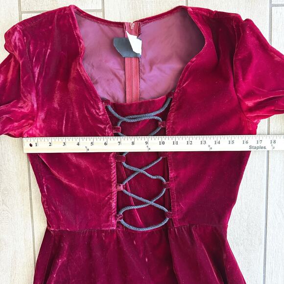 VTG 90s Morbid Threads Velvet Dress Small Gothic Renaissance Regancycore Costume - Picture 7 of 10
